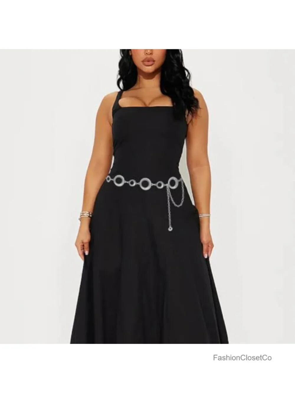 Chunky Metal Waist Chain Belt for Dresses Adjustable Lobster Clasp